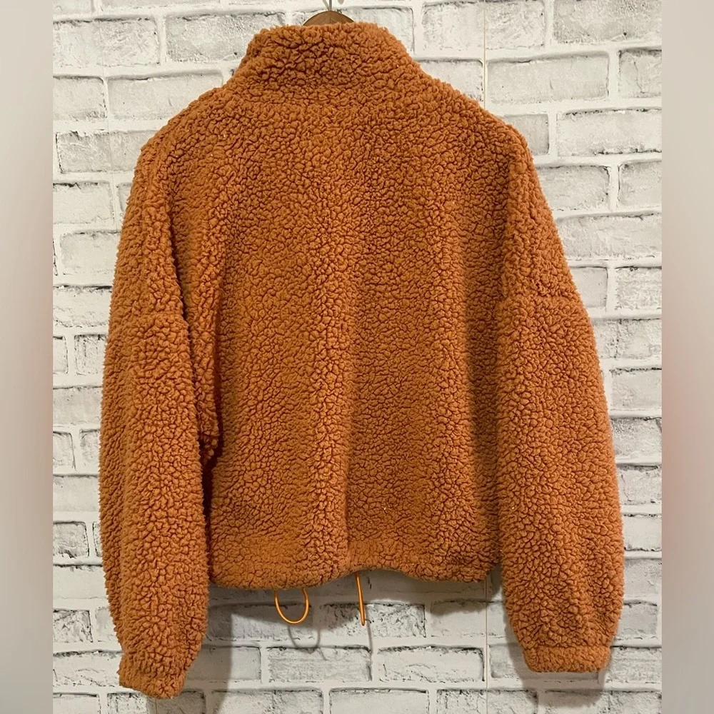 Women’s fuzzy willow teddy Sherpa full Zip orange jacket Small - Picture 2 of 3